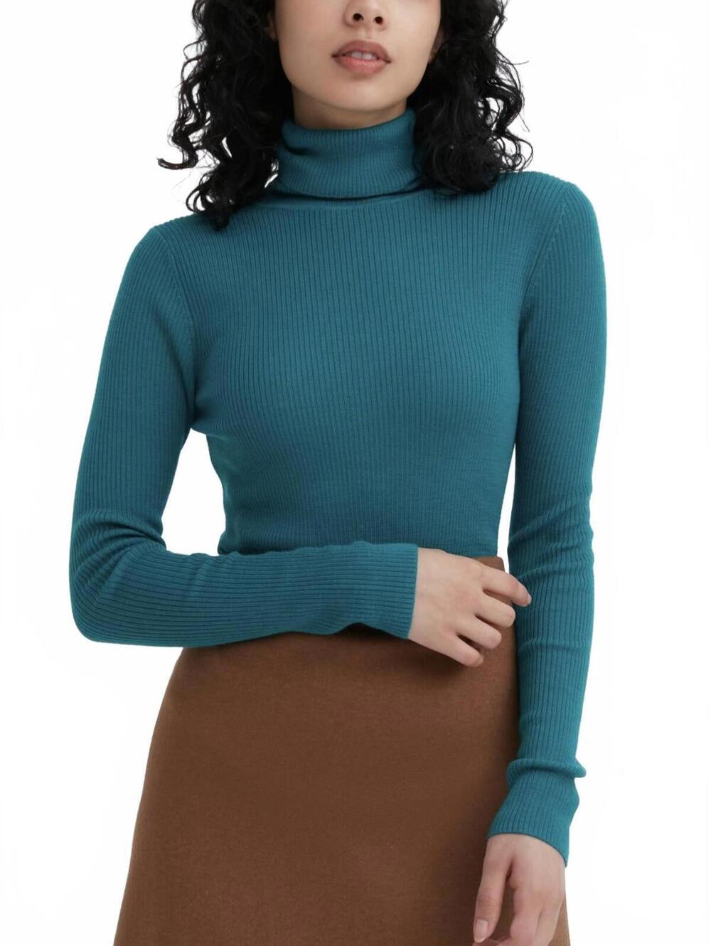 Uniqlo Merino Ribbed Sweater | Turtleneck NWT Green XXS